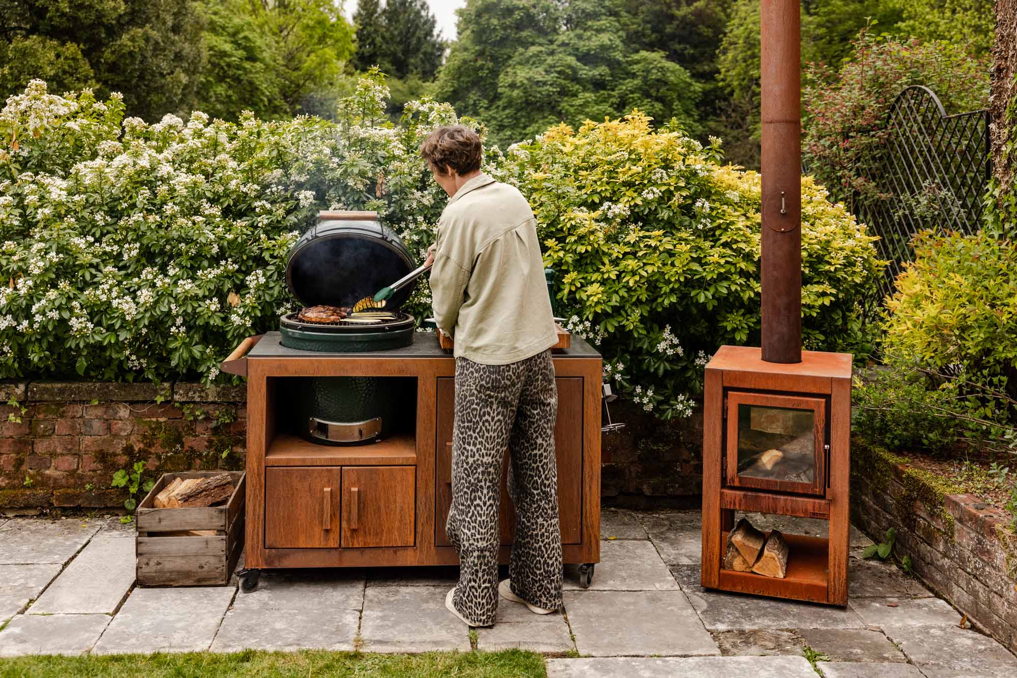 Corten Steel Kitchen for Large Big Green Egg  | Bases | Big Green Egg