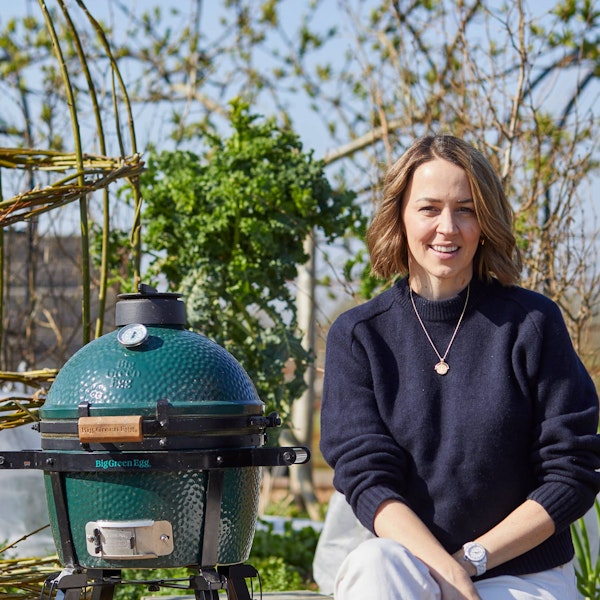 Spiced Chicken with Grilled Courgette, Mediterranean Salad and Tahini Sauce | Pollyanna Wilkinson | EGGspander System recipe | Chicken | Big Green Egg
