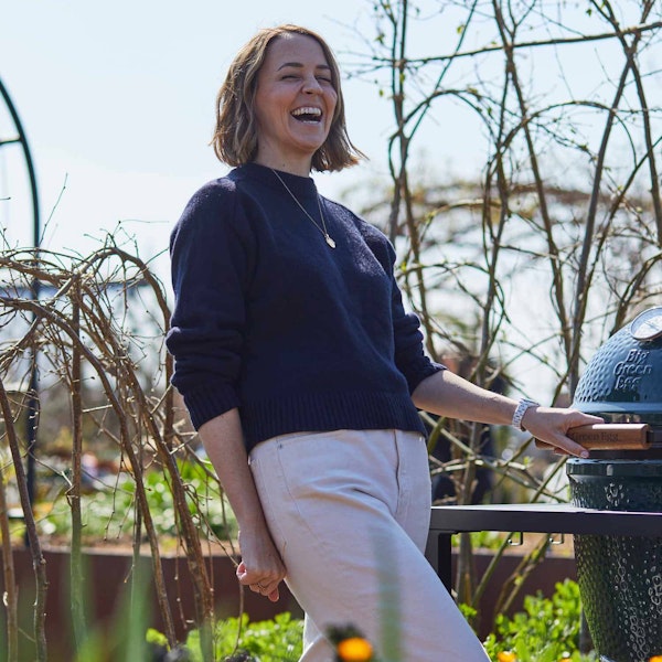 Spiced Chicken with Grilled Courgette, Mediterranean Salad and Tahini Sauce | Pollyanna Wilkinson | EGGspander System recipe | Chicken | Big Green Egg