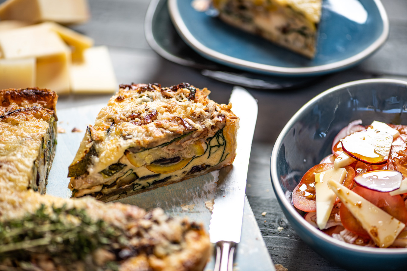 Italian-style quiche |  Quiche | Grilled vegetables | summer salad | Grilling