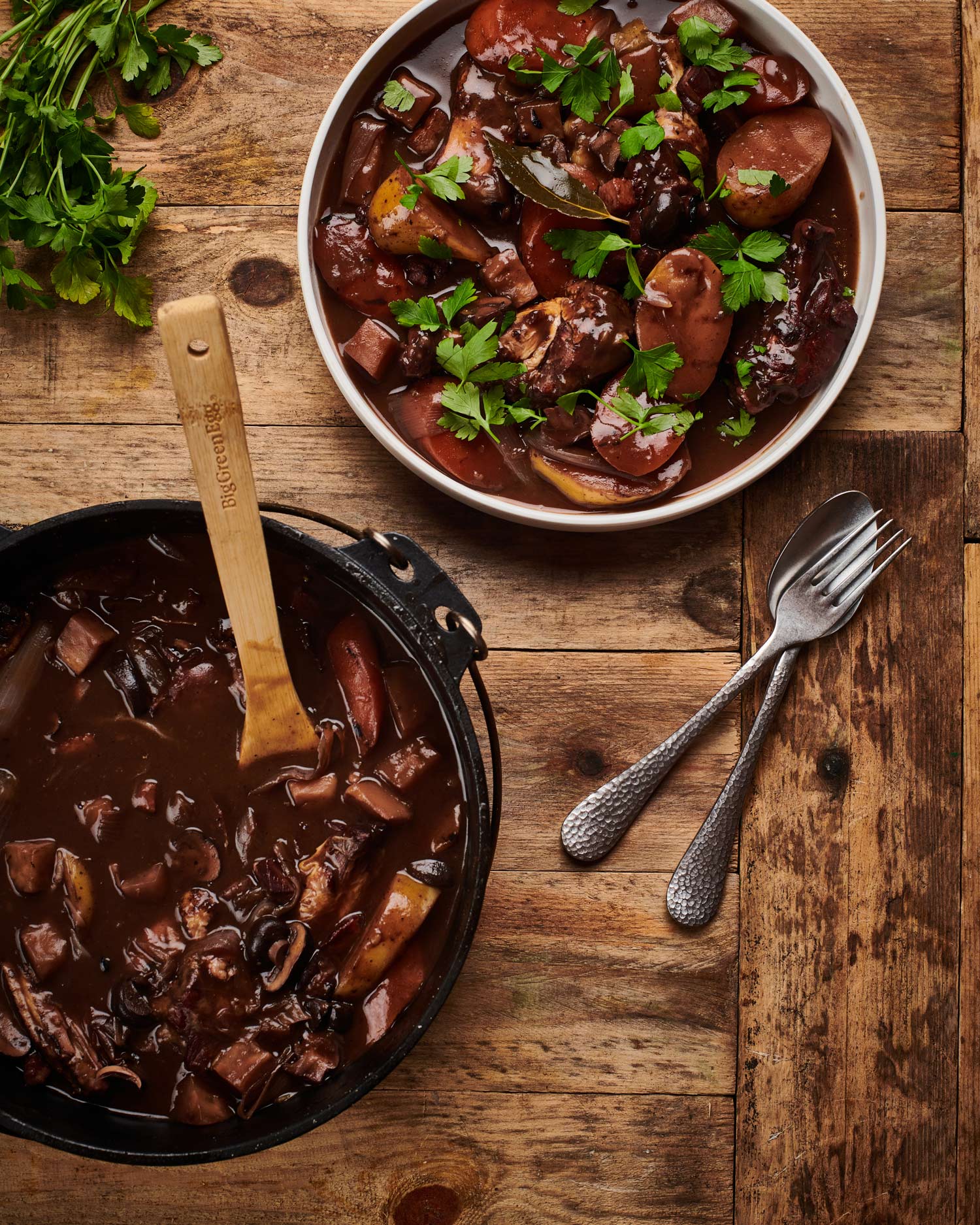 Coq au vin | French chicken casserole | searing