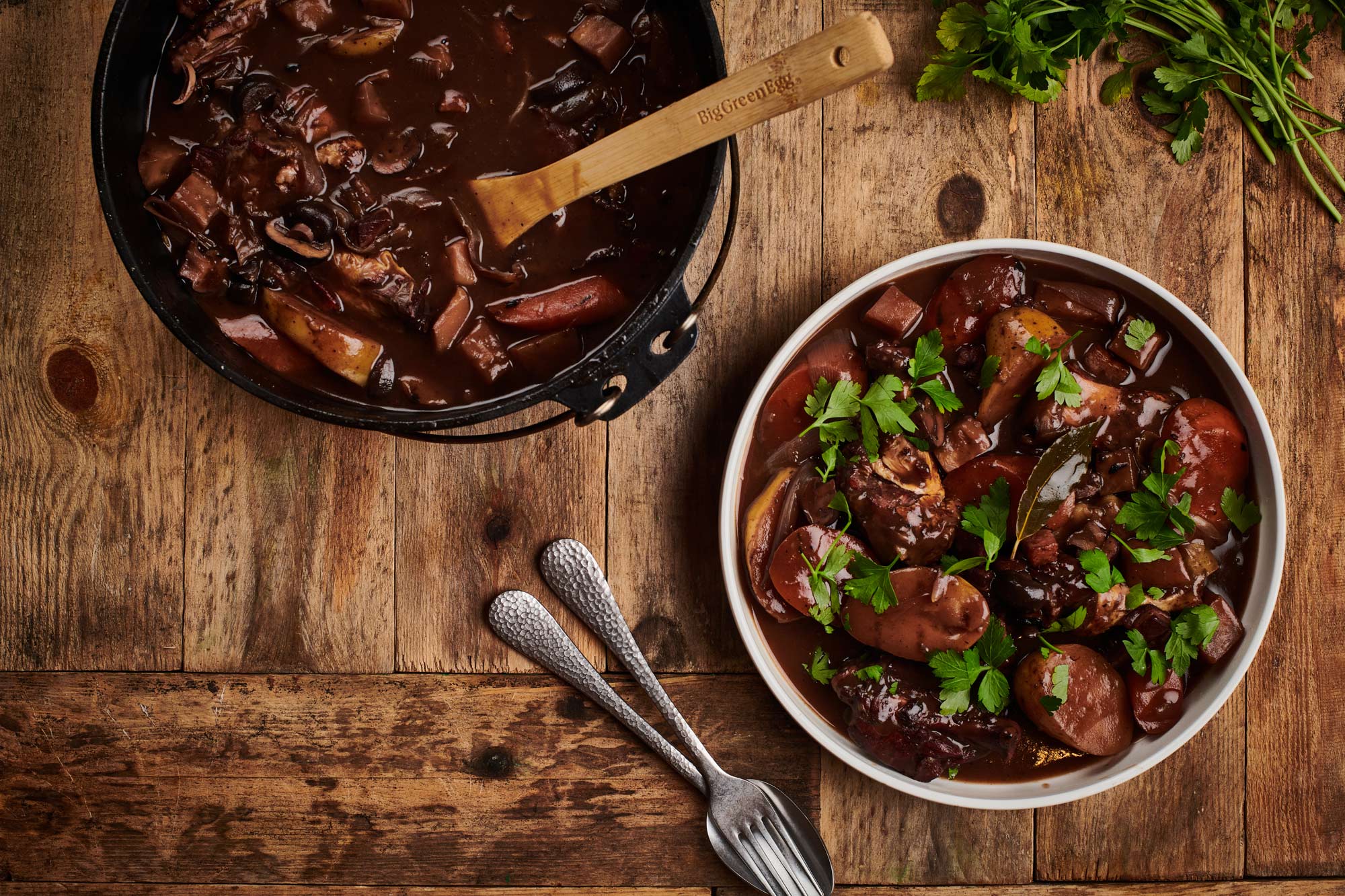 Coq au vin | French chicken casserole | searing