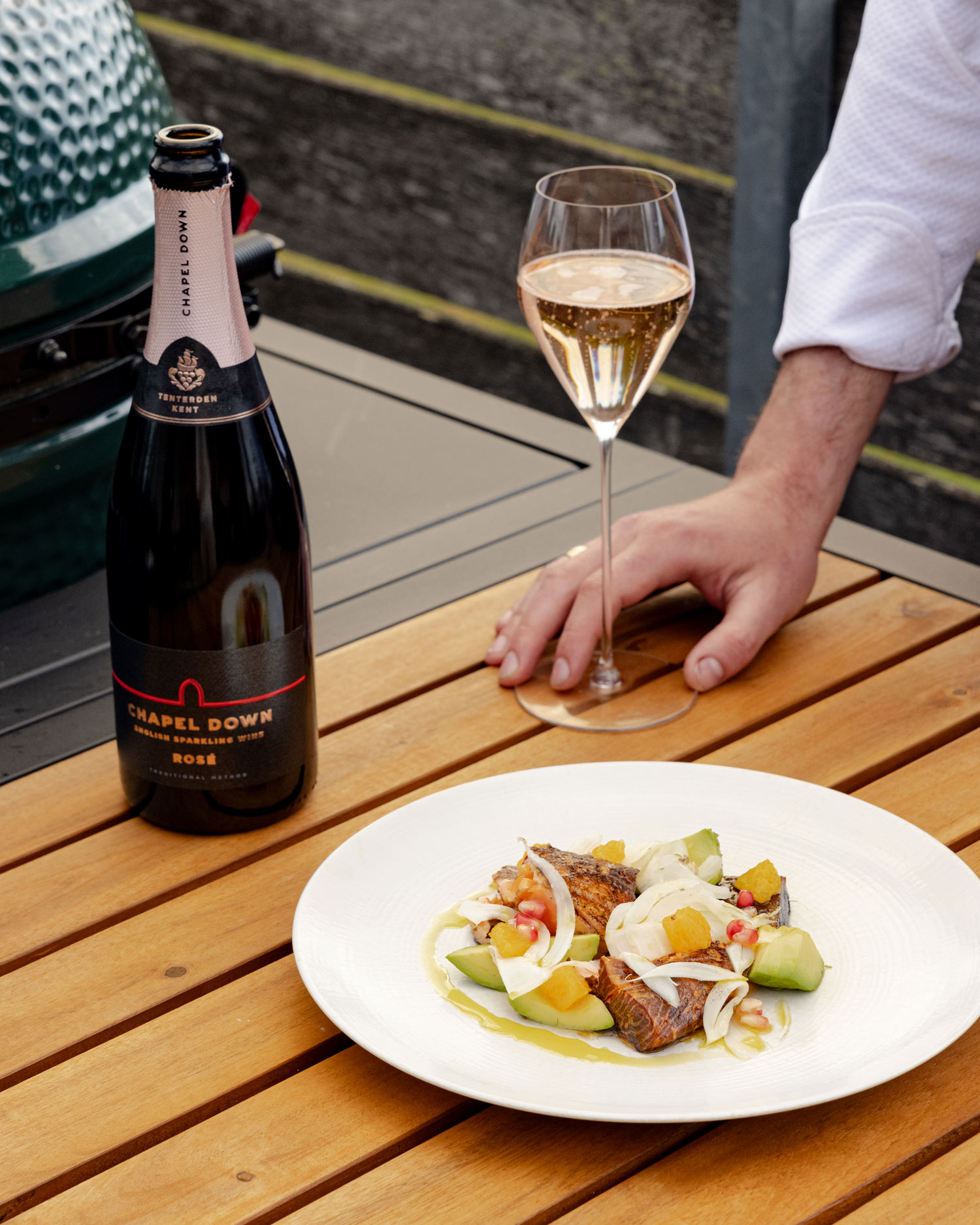 Hot smoked chalk stream trout  | Chapel Down & Big Green Egg