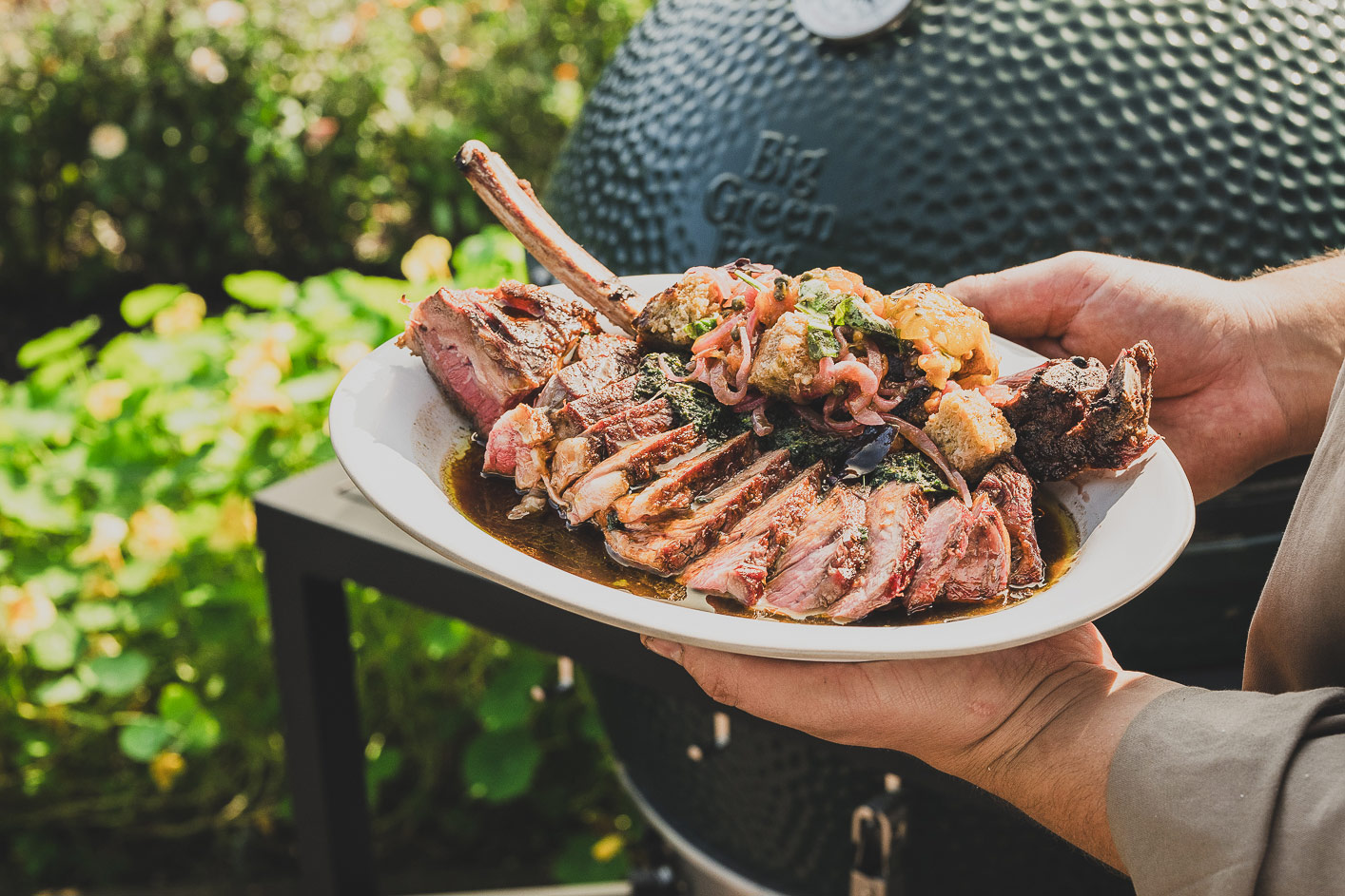 Grilled bream with spring onion chimichurri | Nancarrow Farm | Jackson Bristow | Big Green Egg | Steak | Beef | Grilling