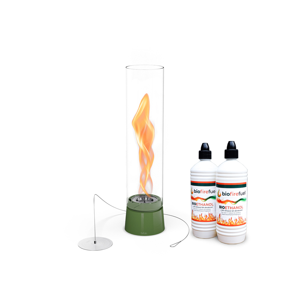Höfats SPIN air 900 Tabletop Fireplace in Enamel Green with Bioethanol Fuel