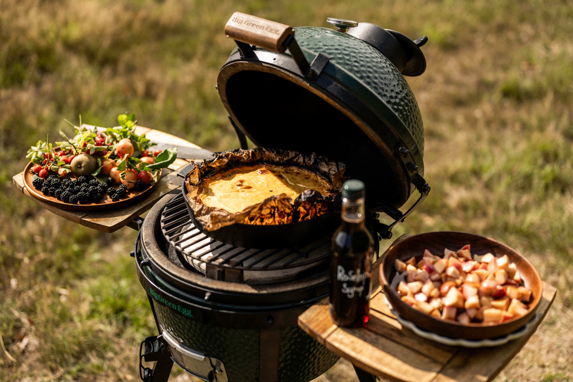 Basque Cheesecake with Apple, Blackberry and Rosehip Compote | Sweet recipes | Baking | Tait Miller | Cowdray Estate | Big Green Egg