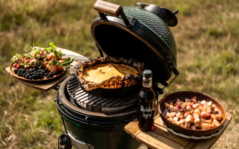 Basque Cheesecake with Apple, Blackberry and Rosehip Compote | Sweet recipes | Baking | Tait Miller | Cowdray Estate | Big Green Egg