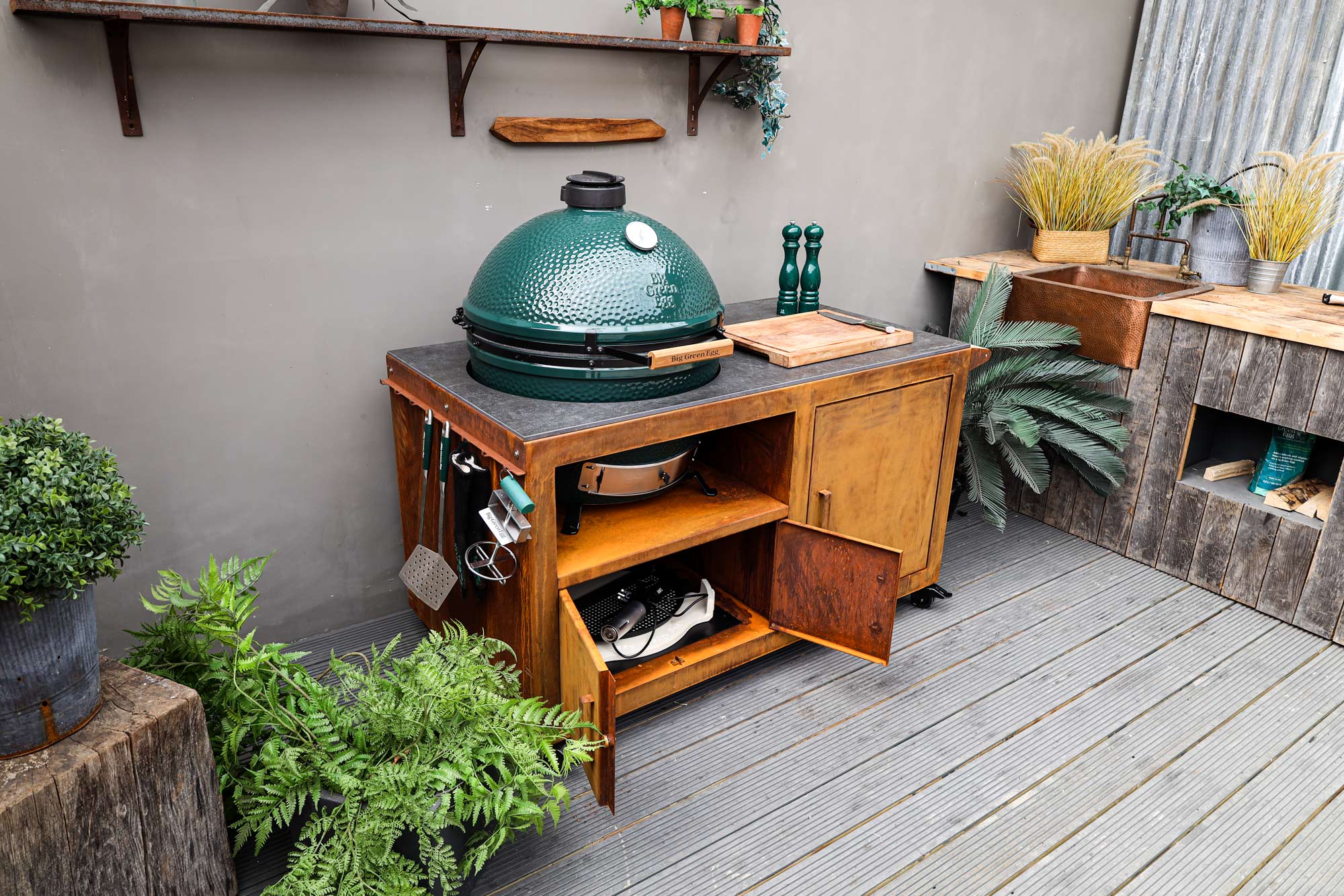 Corten Steel Kitchen for XL Big Green Egg  | Bases | Big Green Egg