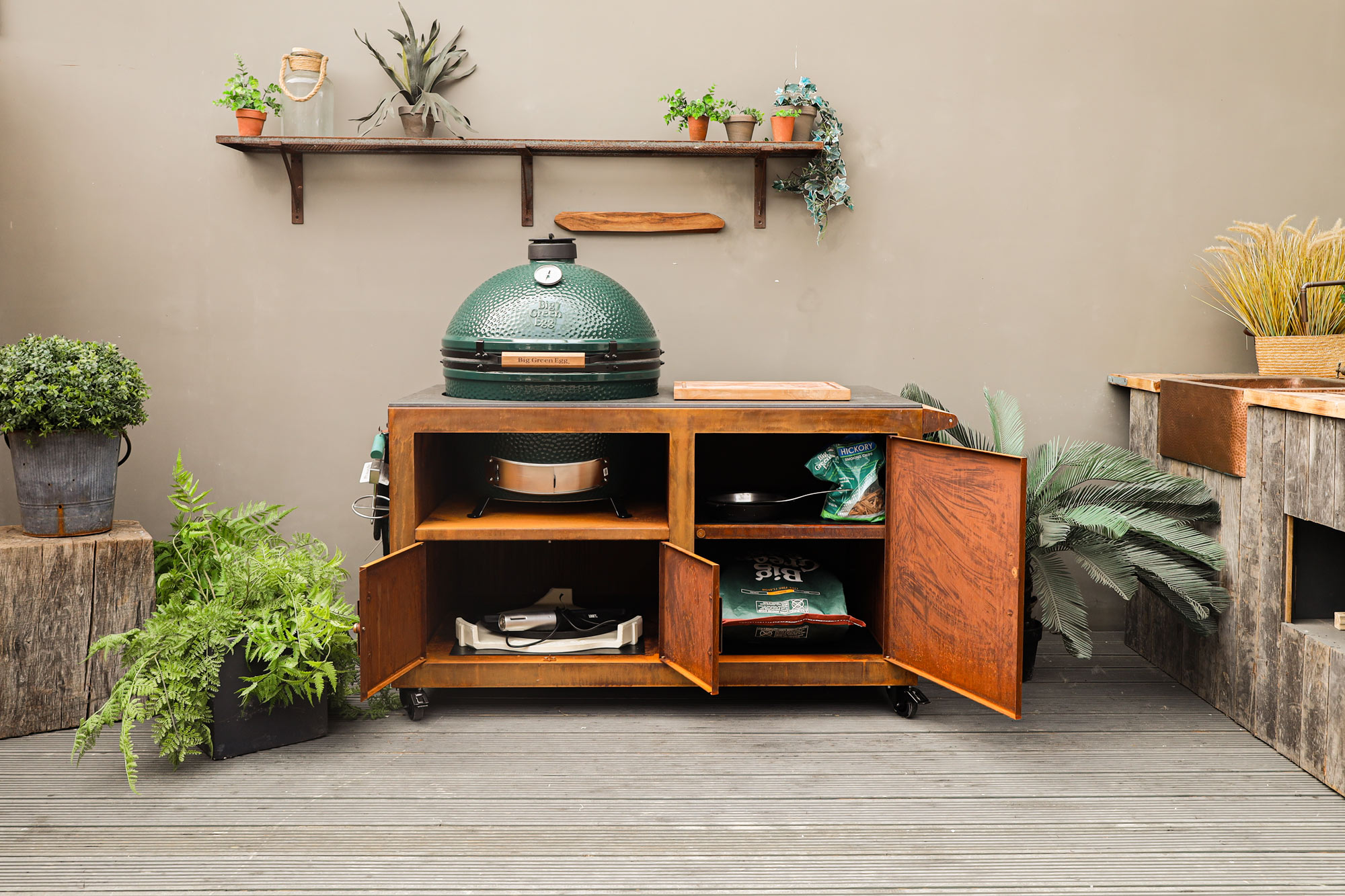 Corten Steel Kitchen for XL Big Green Egg  | Bases | Big Green Egg