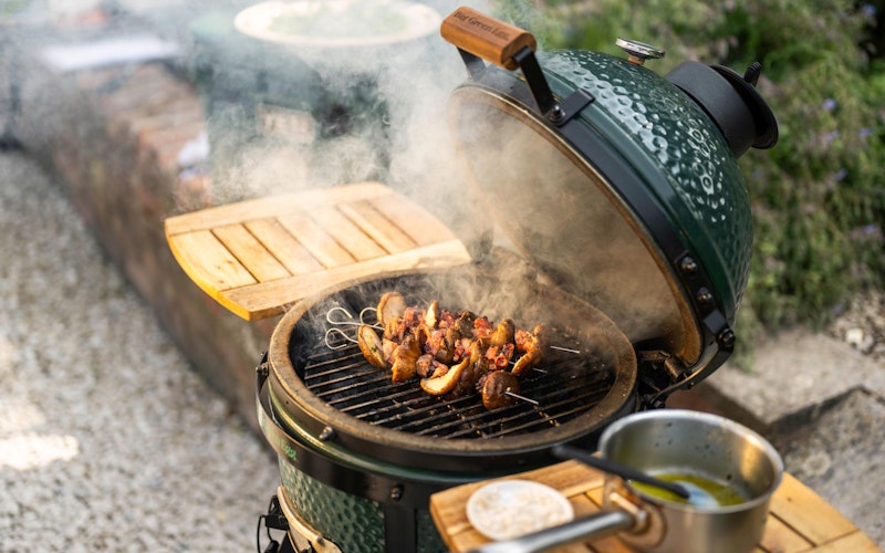 Grilled Octopus and Shitake Mushroom Kebabs with Garlic Butter | The Pig Hotels | Grilling recipes | Seafood | Big Green Egg