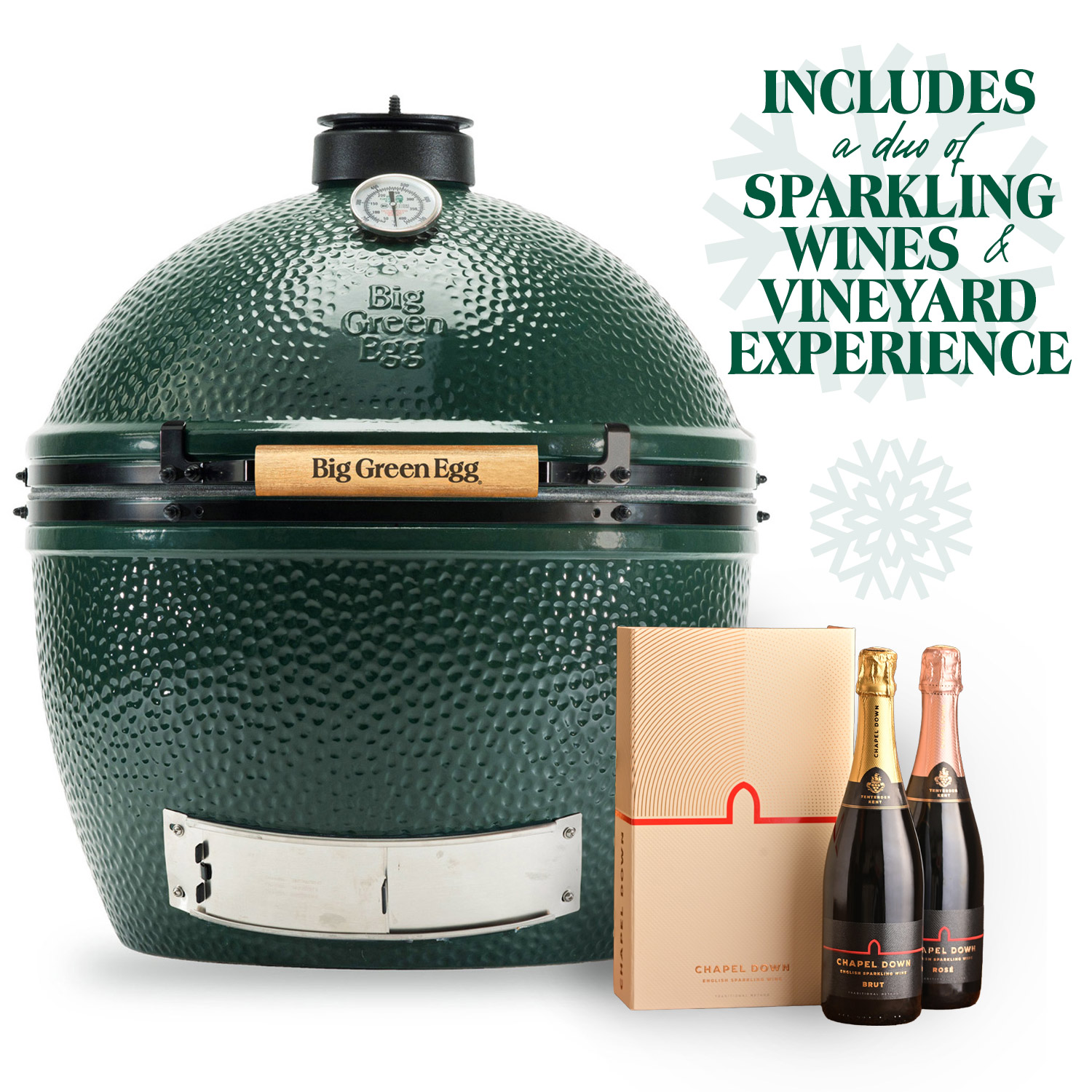 XL Big Green Egg | Free 2 bottles of English Sparkling Wine from Chapel Down & Free Vineyard experience | Charcoal Kamado Barbecue | Christmas