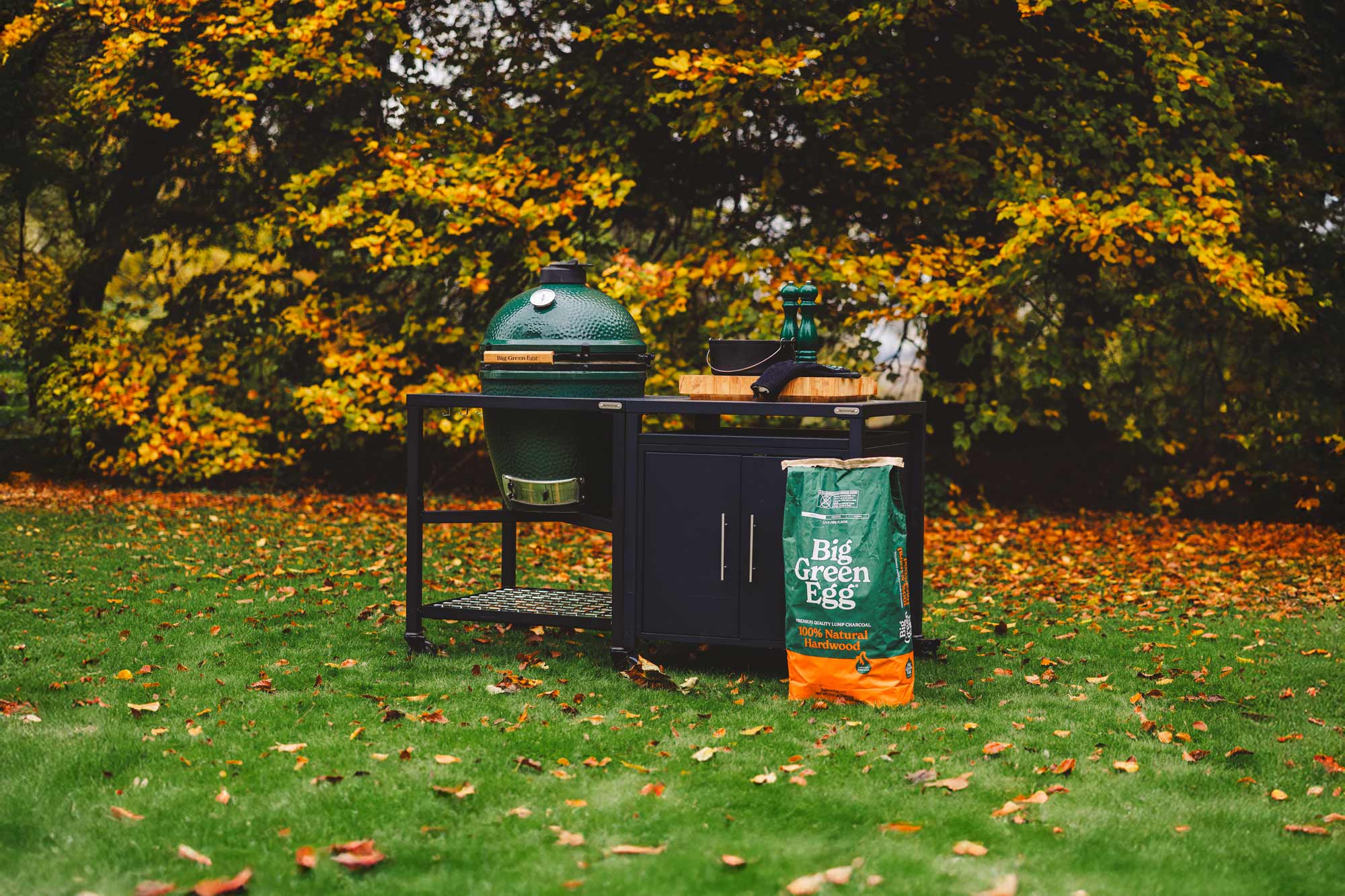Large Big Green Egg in a Modular Nest and Expansion Cabinet