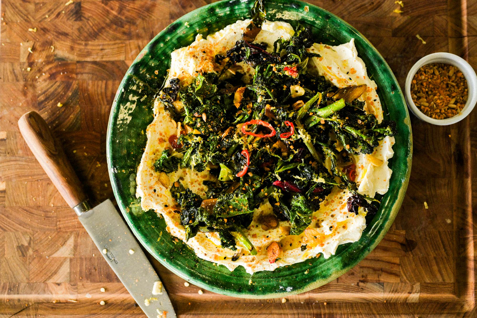 Charred Winter Greens on Labneh | Vegetarian | Pan cooking recipes  | Tart London | Food adventures| Christmas | Big Green Egg