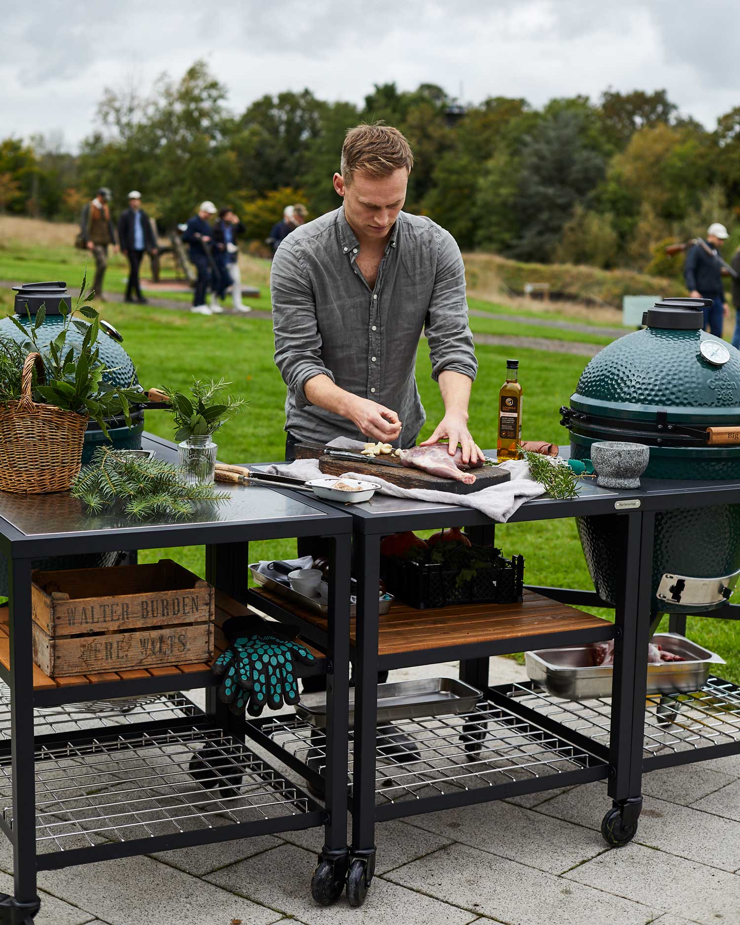 A chef using the inline modular kitchen
