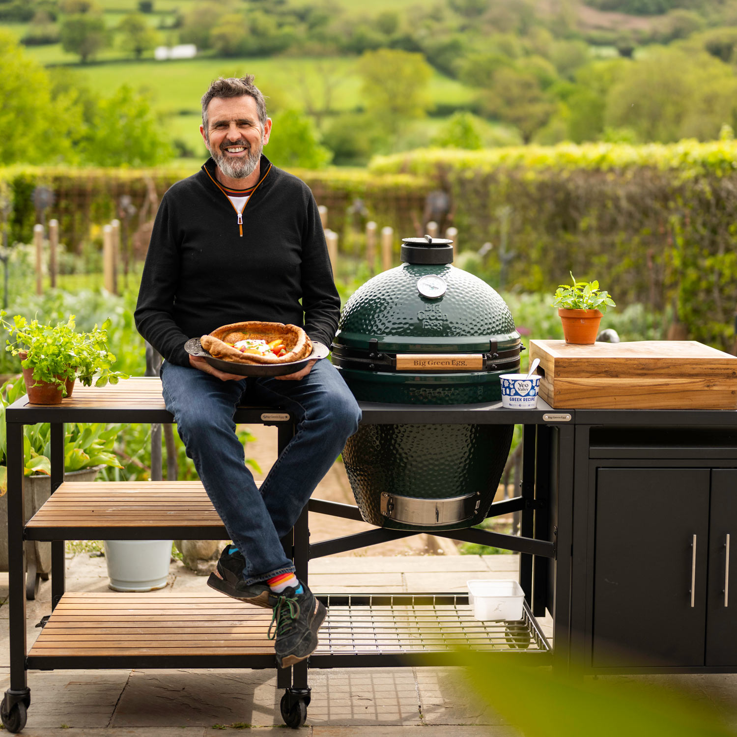 Cooking brunch on the Big Green Egg with Gardener's World Adam Frost and Yeo Valley