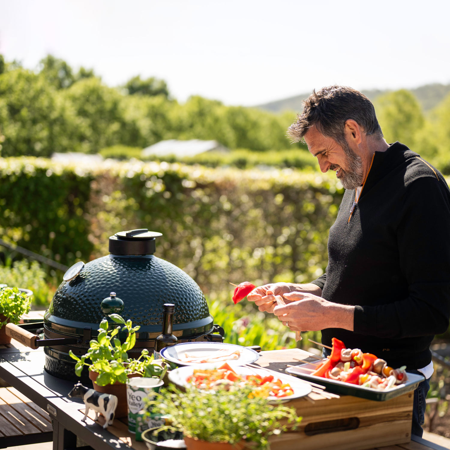 Cooking brunch on the Big Green Egg with Gardener's World Adam Frost and Yeo Valley