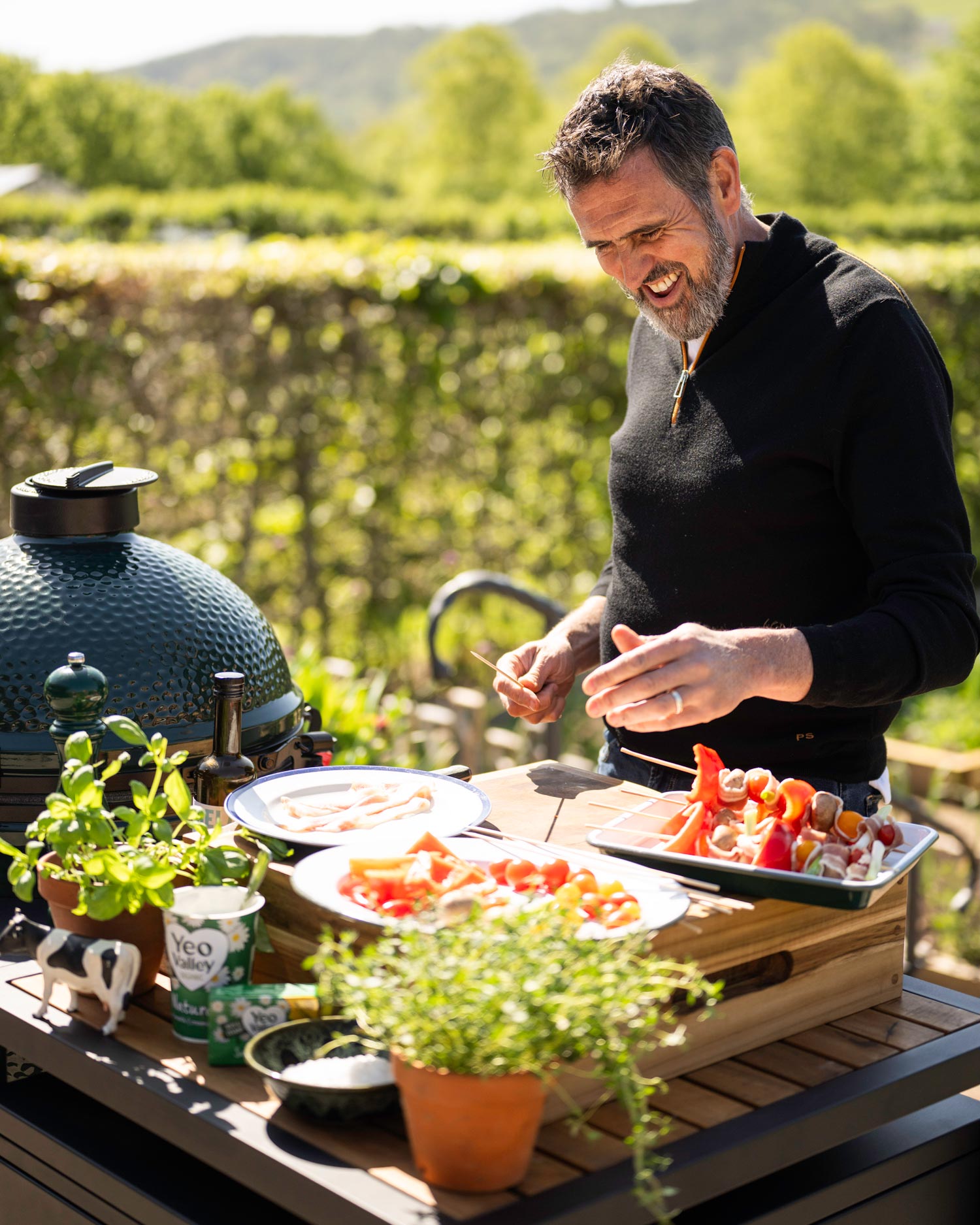 Cooking brunch on the Big Green Egg with Gardener's World Adam Frost and Yeo Valley