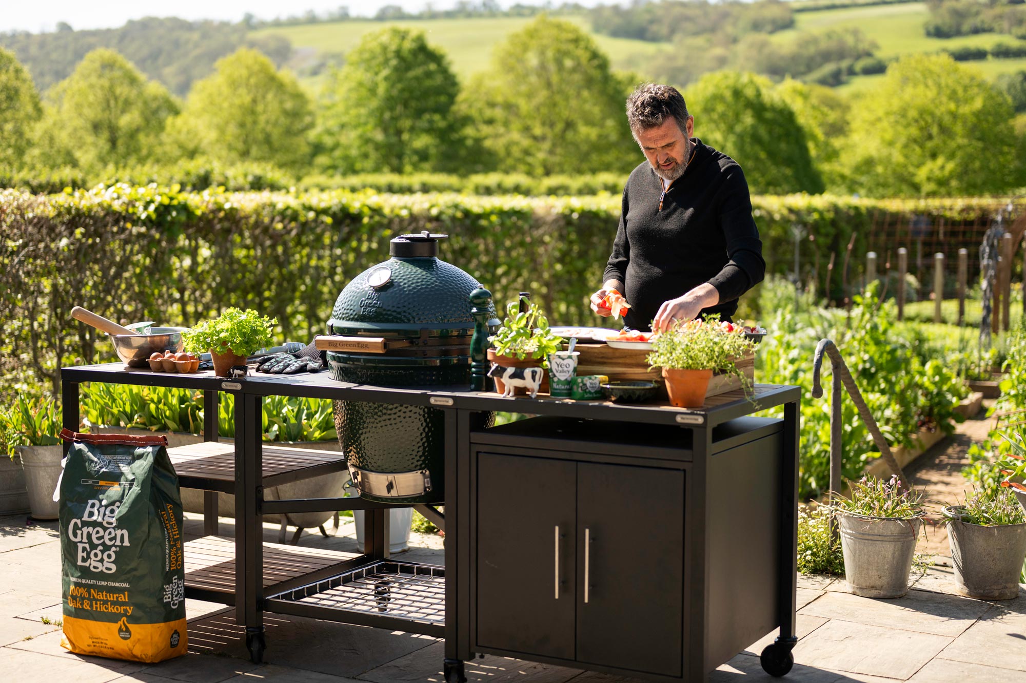 Cooking brunch on the Big Green Egg with Gardener's World Adam Frost and Yeo Valley