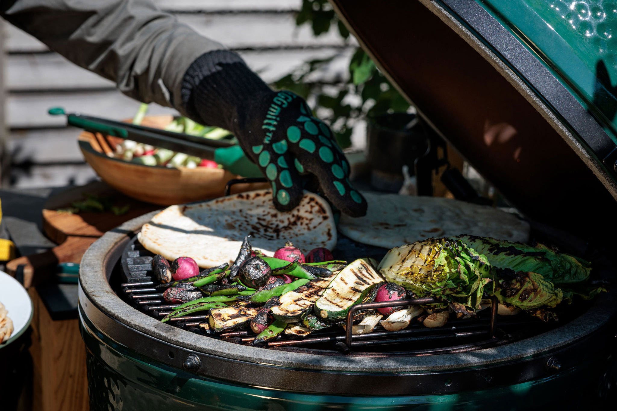 Kale Pesto and Charred Veg Flatbreads | Kathy Slack's Recipes | Vegetarian | Grilling | Big Green Egg | Chelsea Flower Show