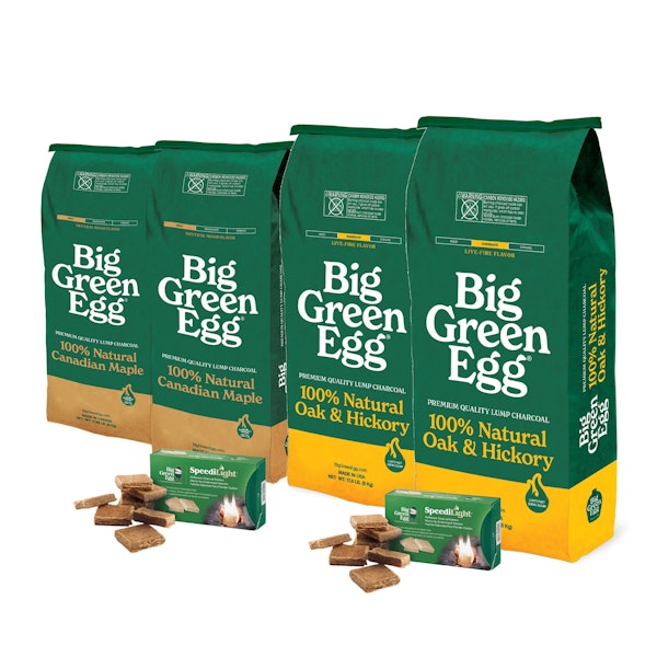 Dual Fuel Kit | MAple Lumpwood charcoal | Oak & Hickory lumpwood charcoal | Big Green Egg
