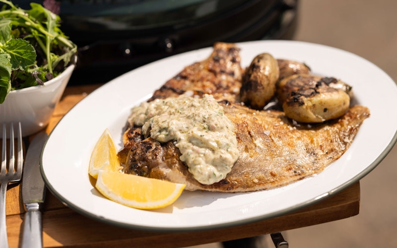 LEMON SOLE WITH SEAWEED ROAST POTATOES | JAck STein | Fish Recipes | Grilling | Big GReen Egg