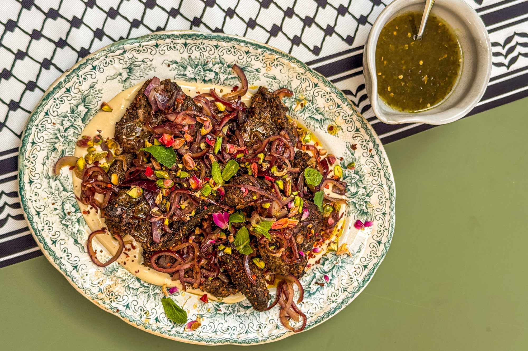 Lamb Chops with Za’atar, Pistachio and Tahini