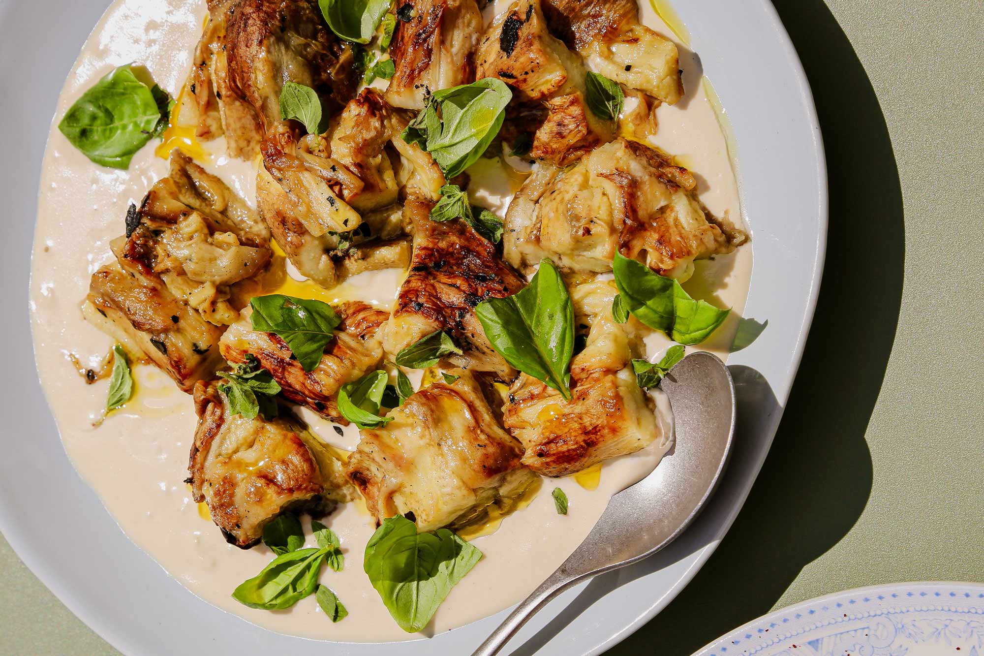Burnt Aubergine Chunks with Ajo Blanco